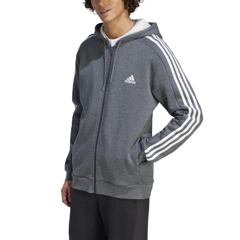 Chaqueta con capucha ADIDAS ESSENTIALS 3S gris y blanco IJ6480