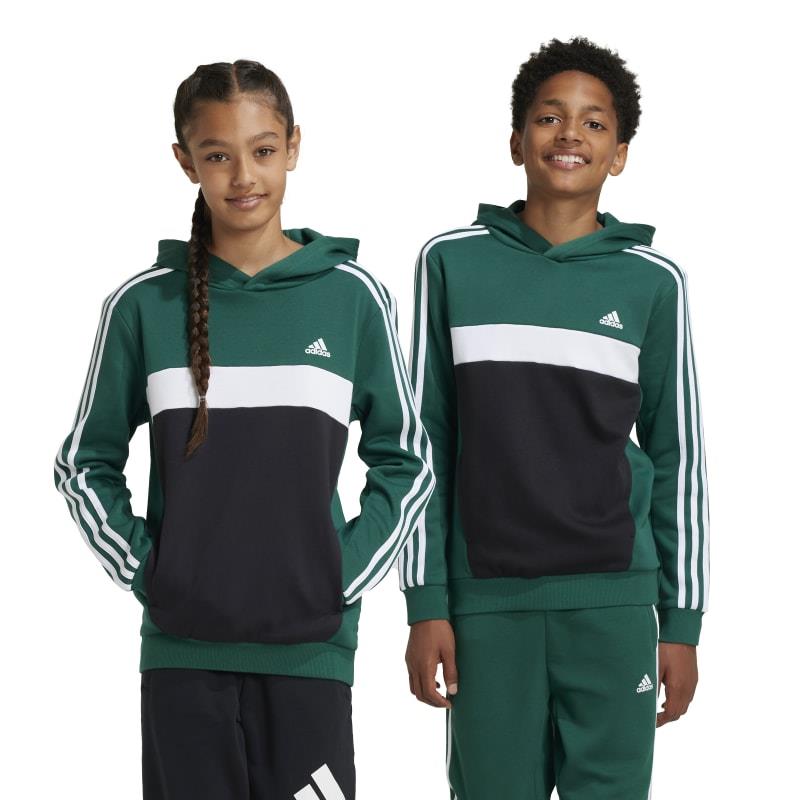 Sudadera con capucha para niño-a ADIDAS 3S TIBERIO J verde y negra IY1786