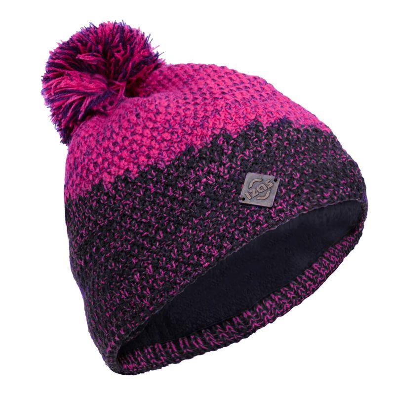 Gorro de punto IZAS KAZBEK negro y fucsia